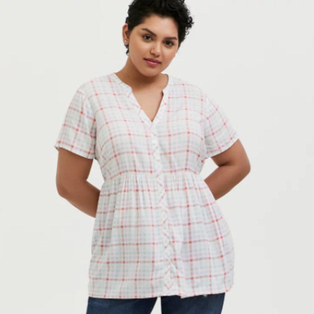 Multi Plaid Button Front(New w/o Tags)